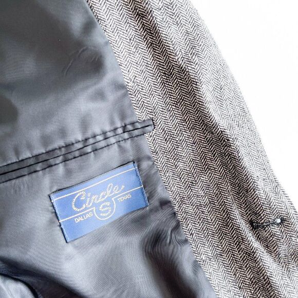 Circle S Western Boise Coat Blazer Black Herringbone Silk Sport Coat Men’s 50R - Picture 3 of 10